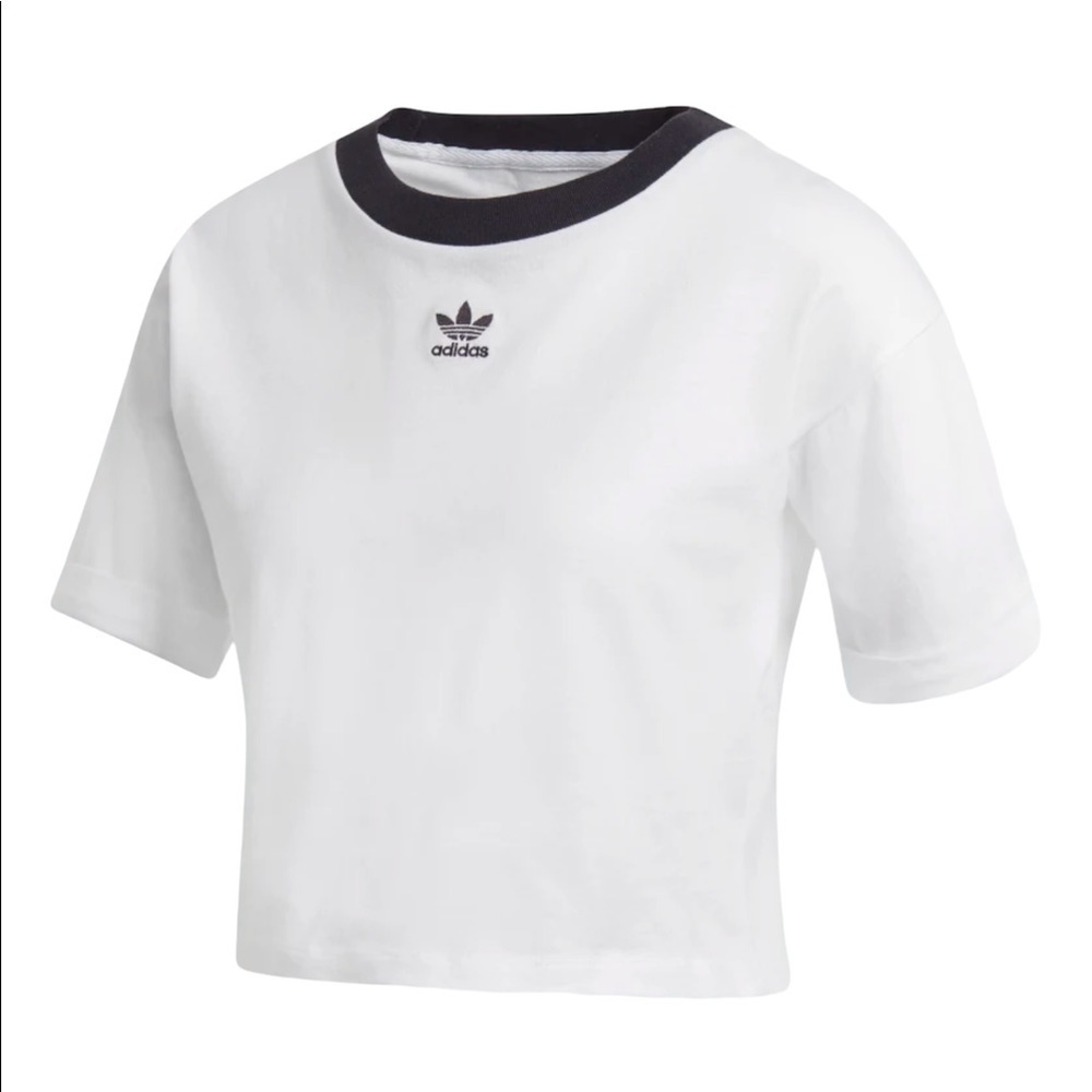 ADIDAS CROPPED 90s WHITE TSHIRT